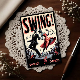 Cartão Postal Noite de Dança Swing Vintage