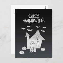 Cartão Postal Noite de Dia das Bruxas com Casa Assombrada, Morce