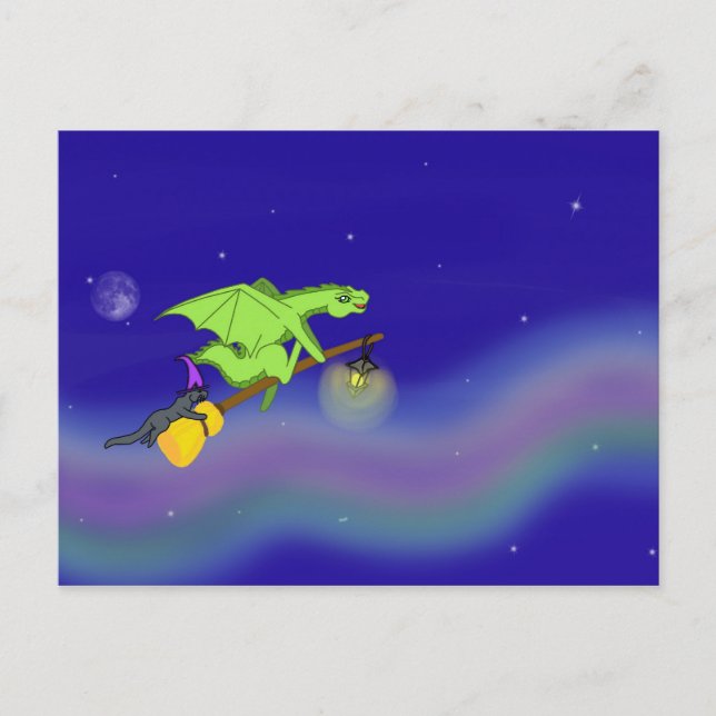 Cartão Postal Noite de diversão no Halloween. (Frente)