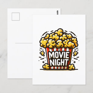 Cartão Postal Noite de Filme Delícia Pipoca Divertida