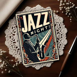 Cartão Postal Noite de Jazz de Nova Orleans – Arte Vintage