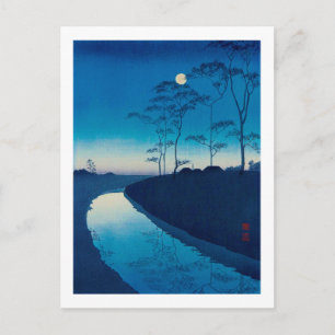 Cartão Postal Noite de Lua cheia, Koho Shoda, Woodcut
