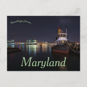 Cartão Postal Noite em Baltimore Harbor nos EUA
