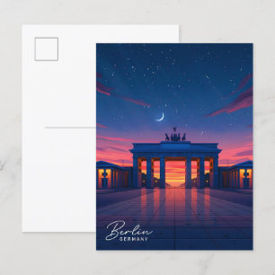 Cartão Postal Noite em Berlim Alemanha Viagem 