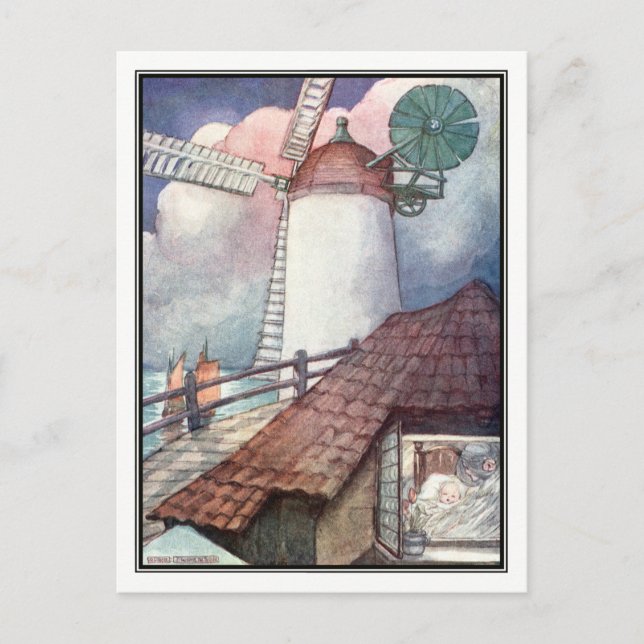 Cartão Postal Noite em Dordrecht por Anne Anderson (Frente)