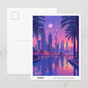 Cartão Postal Noite em Dubai UAE Viagem 