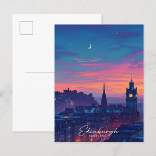 Cartão Postal Noite em Edimburgo, Escócia, Viagem