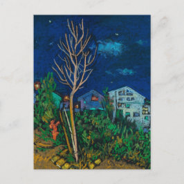 Cartão Postal Noite em Haifa, Cityscape Painting Art