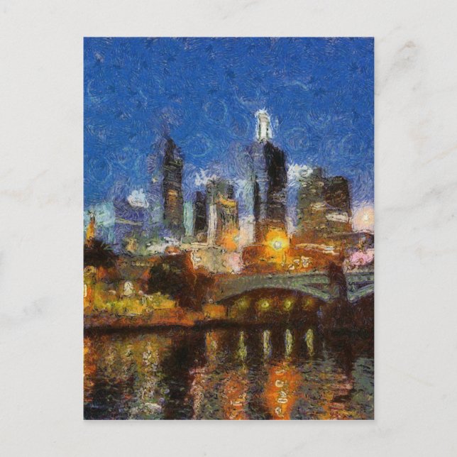 Cartão Postal Noite em Melbourne (Frente)