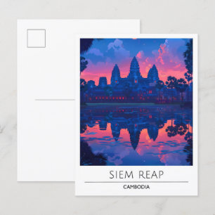 Cartão Postal Noite em Siem Reap Camboja Viagem
