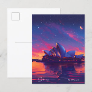 Cartão Postal Noite em Sydney, Austrália, Viagem