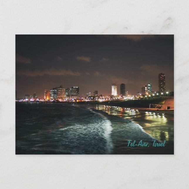 Cartão Postal Noite em Tel Aviv, Israel (Frente)