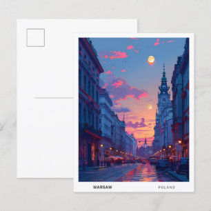 Cartão Postal Noite em Varsóvia Polônia Viagem