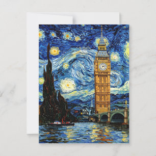 Cartão Postal Noite Estrelada Big Ben Londres Inglaterra