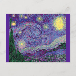 Cartão Postal Noite Estrelada em Púrpura, Bela Mancha de Arte