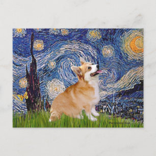 Cartão Postal Noite Estrelada - Pembroke Welsh Corgi 7b