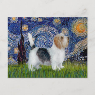 Cartão Postal Noite Estrelada - Petit Basset (PBGV)