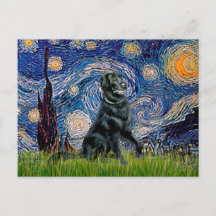 Cartão Postal Noite Estrelada - Retriever de Capa Lisa 2