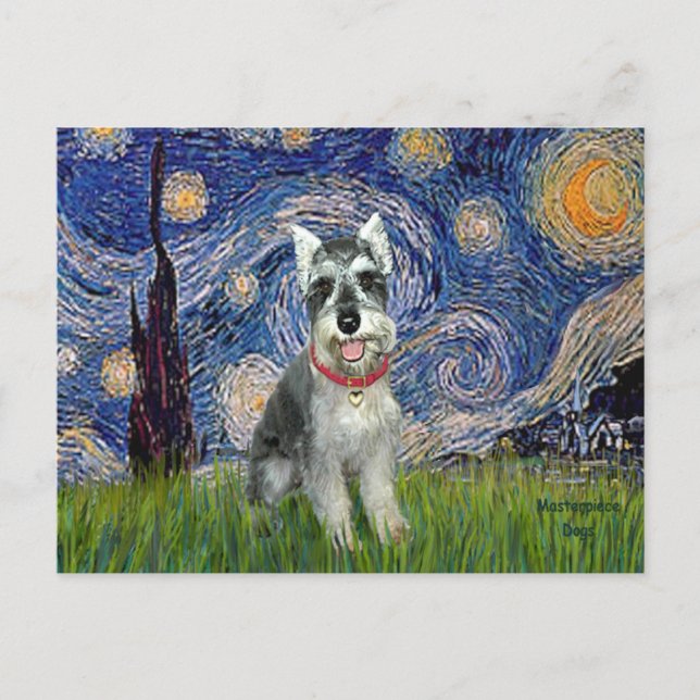 Cartão Postal Noite Estrelada - Schnauzer #8 (Frente)