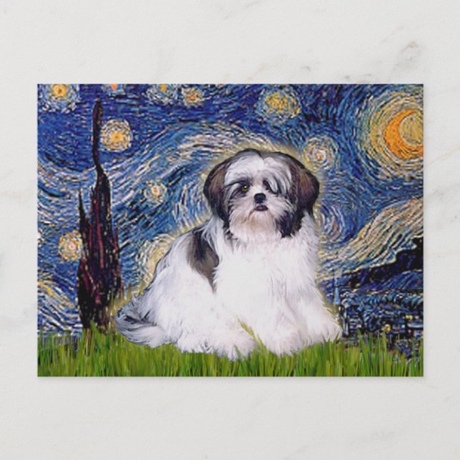 Cartão Postal Noite Estrelada - Shih Tzu (A-1) (Frente)
