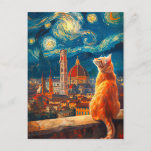 Cartão Postal Noite Estrelada Sobre Florença   Arte de Gato Lara