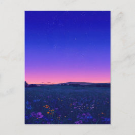 Cartão Postal Noite Estrelada Vibrante de Prado de Flores Silves
