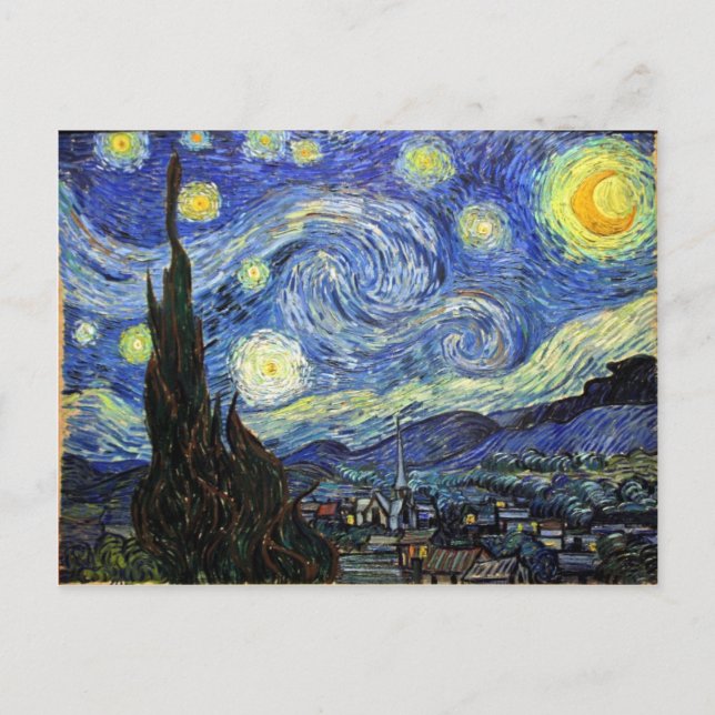 Cartão Postal Noite estrelado por Vincent van Gogh 1889 (Frente)