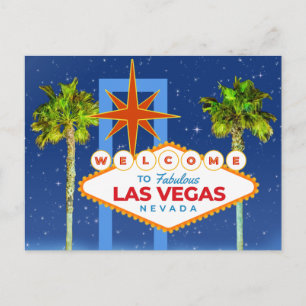 Cartão Postal Noite Mágica em Las Vegas Bem-vindo a Las Vegas