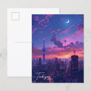 Cartão Postal Noite na Viagem de Tóquio no Japão