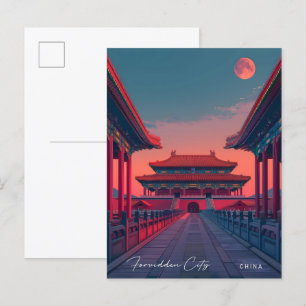 Cartão Postal Noite na Viagens vintage da China em Cidade Proibi