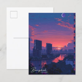 Cartão Postal Noite na Viagens vintage de Bangkok na Tailândia