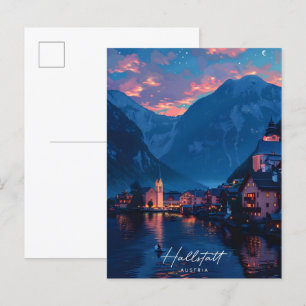 Cartão Postal Noite na Viagens vintage de Hallstatt na Áustria