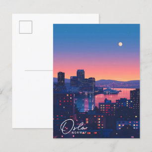 Cartão Postal Noite na Viagens vintage de Oslo na Noruega