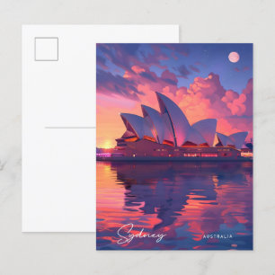 Cartão Postal Noite na Viagens vintage de Sydney na Austrália