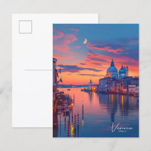 Cartão Postal Noite na Viagens vintage de Veneza Itália