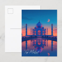 Cartão Postal Noite na Viagens vintage Taj Mahal India