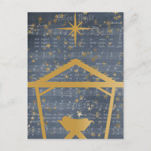 Cartão Postal Noite Silenciosa Jesus na Natividade Manger