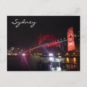 Cartão Postal noite vermelha da ponte sydney