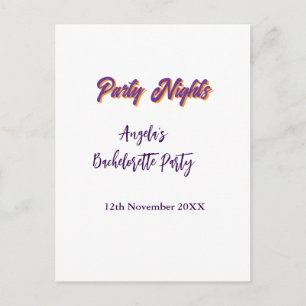 Cartão Postal Noites de festa nome da despedida de solteira data