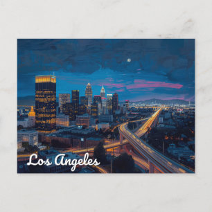 Cartão Postal Noites de Neon no Horizonte de Los Angeles