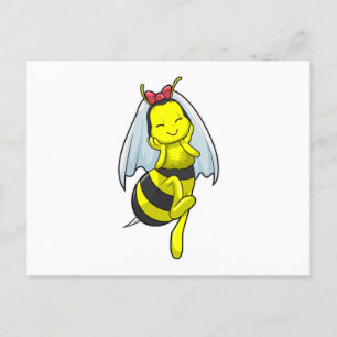 Cartão Postal Noiva Abelha em Casamento com Véu