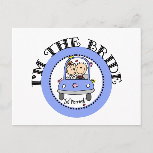 Cartão Postal Noiva de Carro de Casamento (Frente)