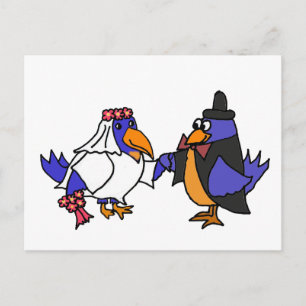 Cartão Postal Noiva e Casamento de noivos engraçados