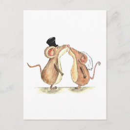 Cartão Postal Noiva e noivo - Ratos beijantes - Presente para Ca