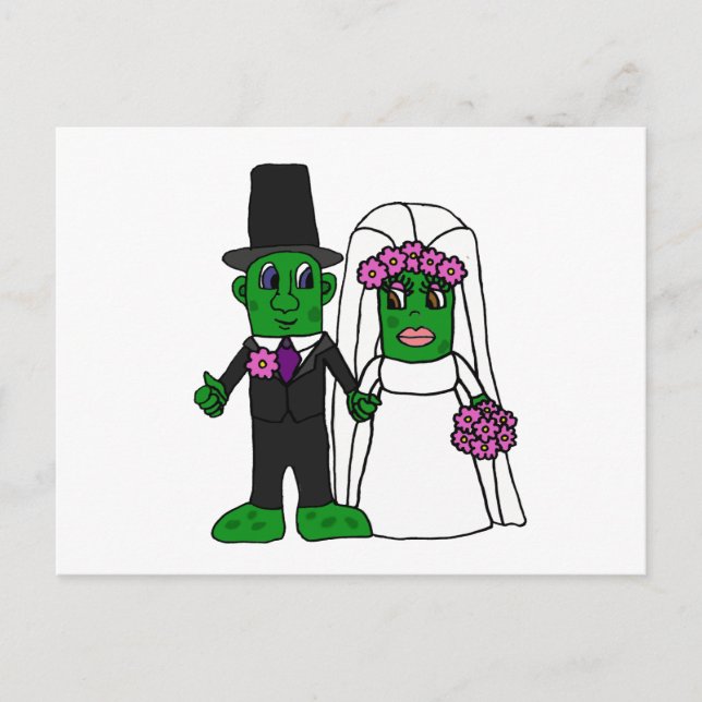 Cartão Postal Noiva Engraçada e Arte de Casamento Secundário (Frente)