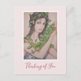 Cartão Postal Noiva Ivy Garota Lápis Ilustração Pensando em Você