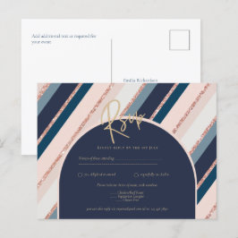 Cartão Postal Noiva Lunar Azul Rosa Bege Dourado Casamento