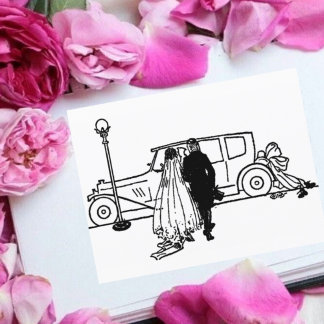 Cartão Postal Noiva & Noivo Casamento Vintage dos Anos 1920