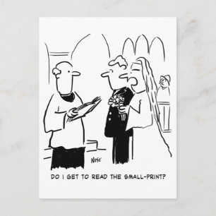 Cartão Postal Noiva Quer Ver a Letra Miúda Cartoon