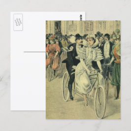 Cartão Postal Noiva Vitoriana do Casamento e Bicicleta do Groom
